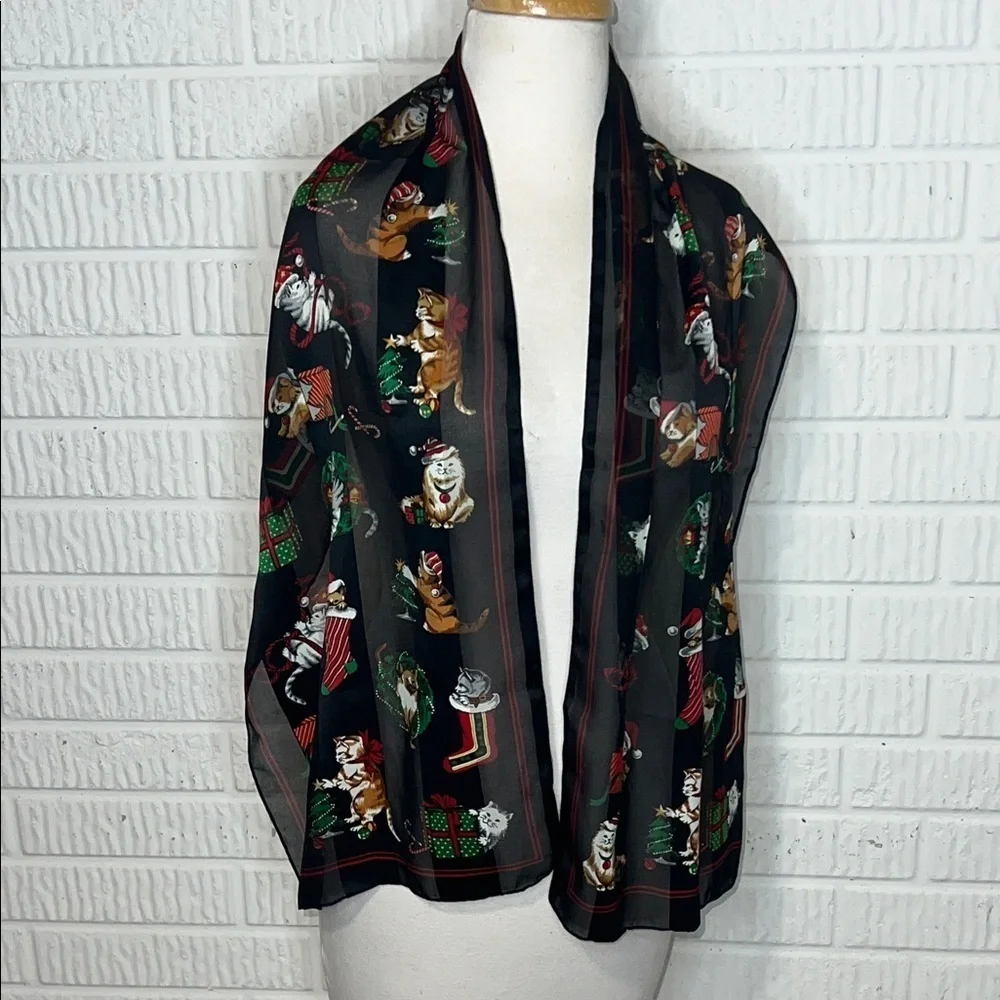 Black Cat Print Scarf